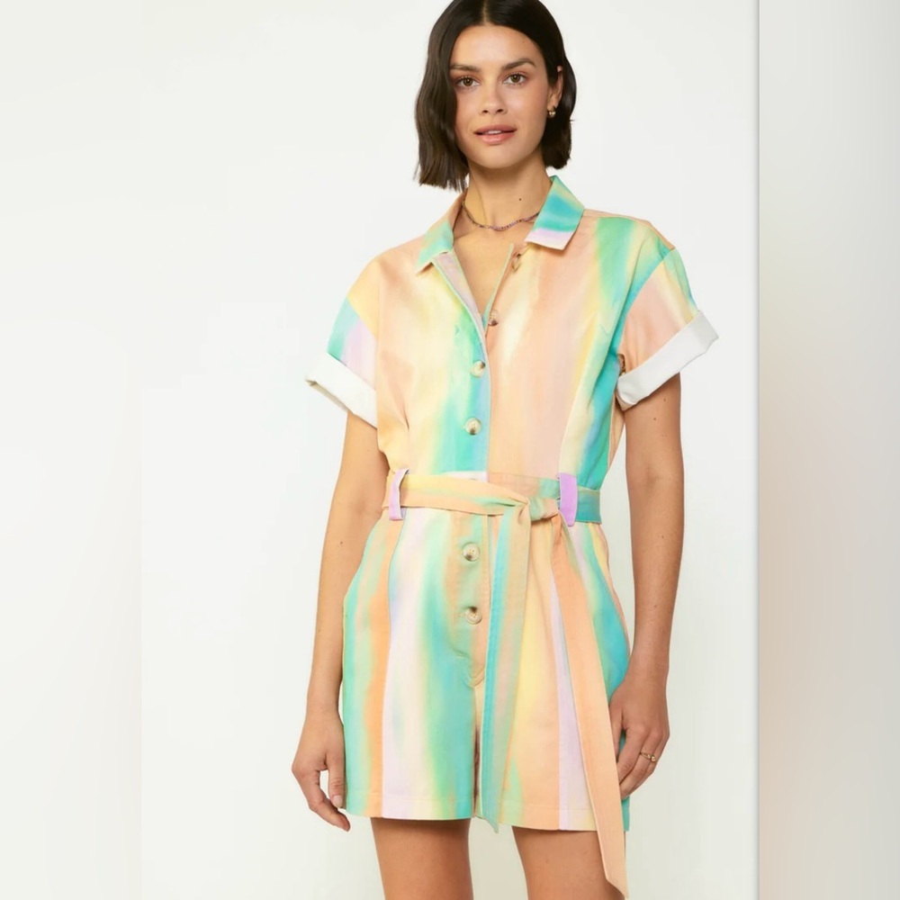 Current Air Rainbow Painterly Romper 100% Cotton New Without Tag Sold Out Online